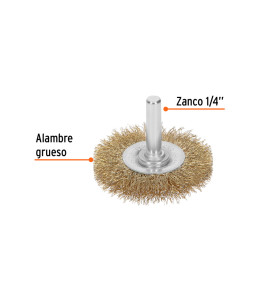 Escobilla Carda circular 2" alambre grueso para taladro TRUPER 11569