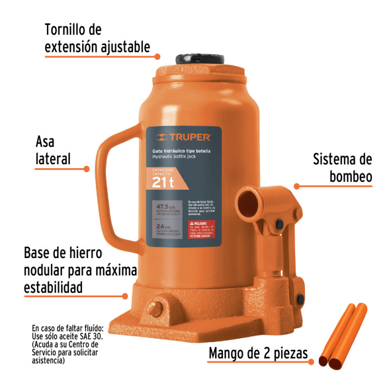 Gato hidráulico de botella de 21 Ton 14822 TRUPER