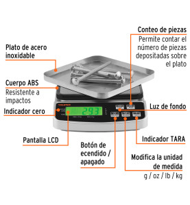 Báscula electrónica de precisión 3 kg   recargable 102317 TRUPER
