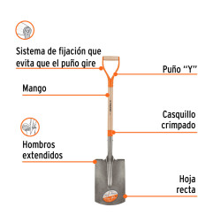 Pala (lampa) recta puño Y 10014 TRUPER