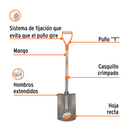 Pala (lampa) recta puño Y 10014 TRUPER
