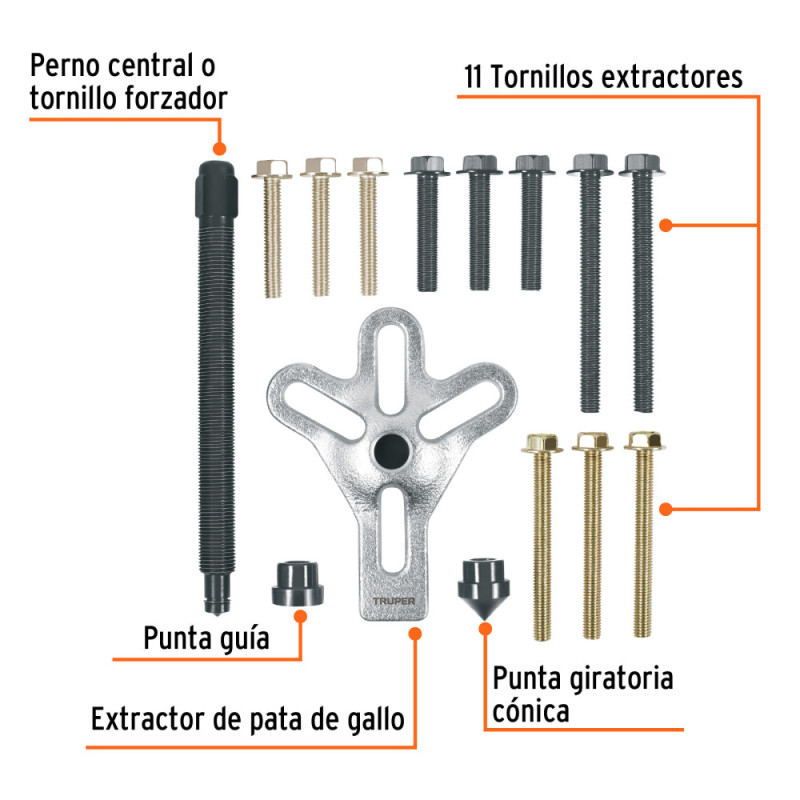 EXTRACTOR PATA DE GALLO X 15 PIEZAS TRUPER 14511