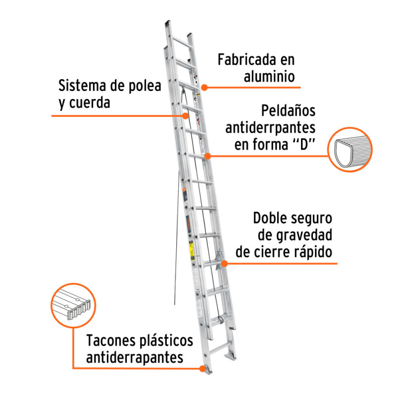 Escalera de extensión tipo III 24 peldaños 16028 TRUPER