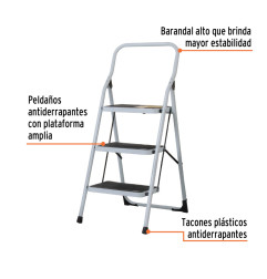 ESCALERA TUBULAR PLEGABLE 4 PELDAÑOS PRETUL 24122