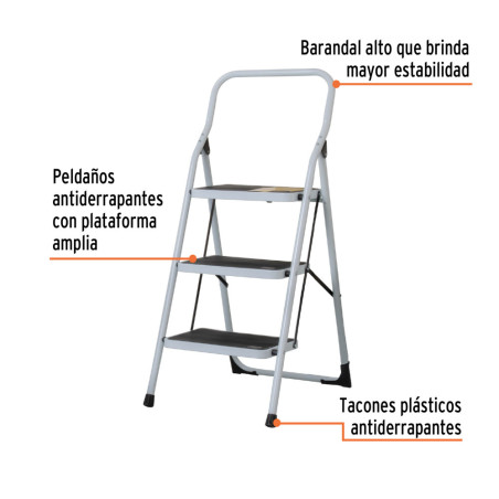 ESCALERA TUBULAR PLEGABLE 4 PELDAÑOS PRETUL 24122