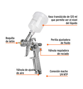 PISTOLA DE GRAVEDAD COMPACTA HVLP vaso plástico  11097 TRUPER