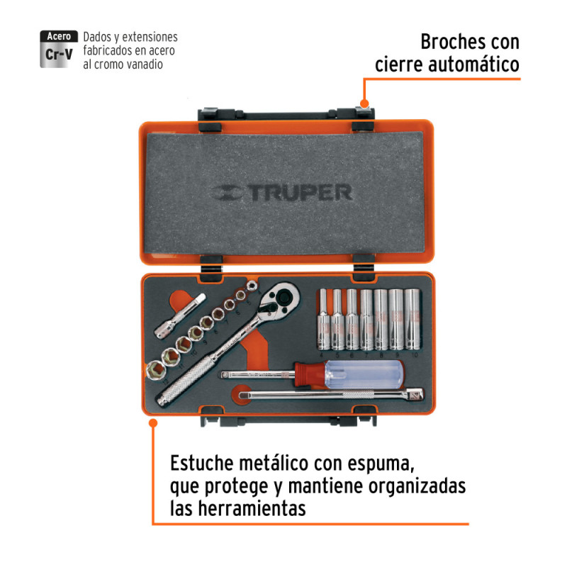 JUEGO DADOS 1/4 X 20 PZ 13981 TRUPER