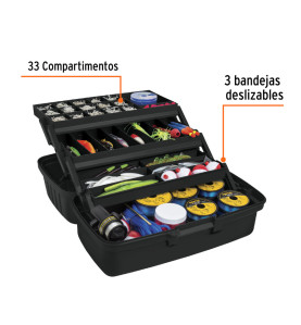 Caja para pesca de 16" con 3 bandejas deslizables 10539  Truper