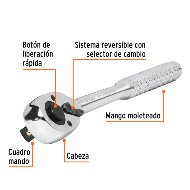 Palanca rachet Matraca cuadro encastre 1/2" TRUPER 13410