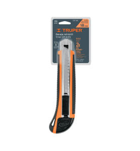 Cutter 18 mm profesional con alma metálica y grip Truper 16977